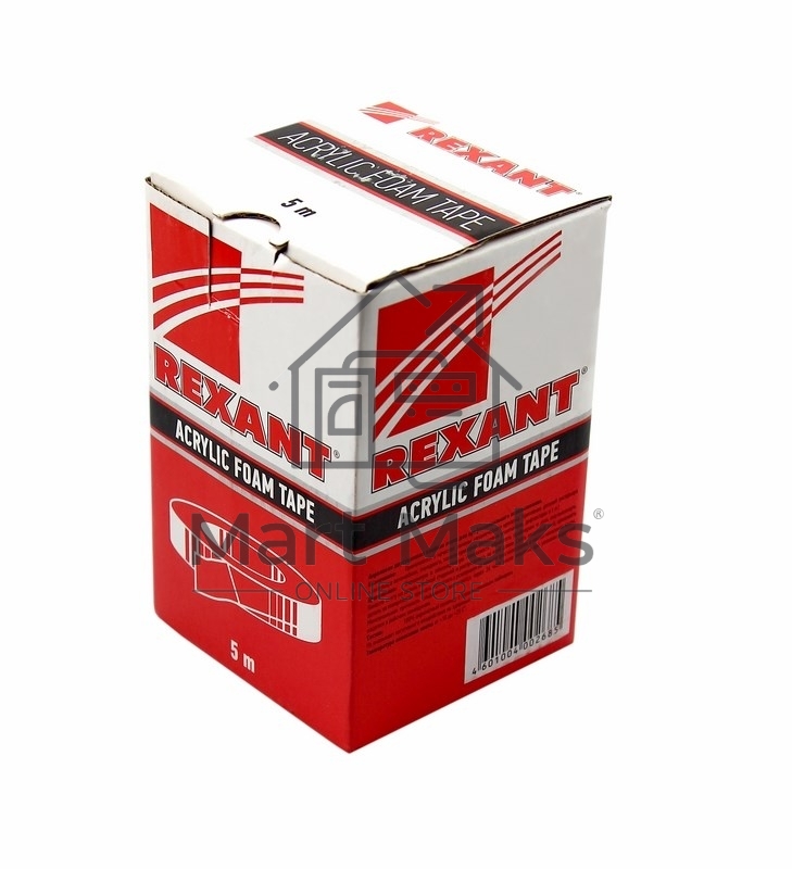 Двухсторонний скотч Rexant, серый, на HBA акриловой основе, 6 мм, ролик 5 м