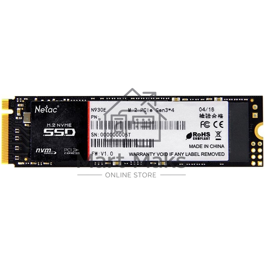 Накопитель SSD Netac N930E Pro, 256GB, PCIe 3.1 x4, M.2 2280, NVMe, R/W 2040/1270