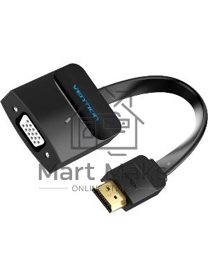 Мультимедиа конвертер Vention HDMI > VGA + аудио, гибкий, плоский