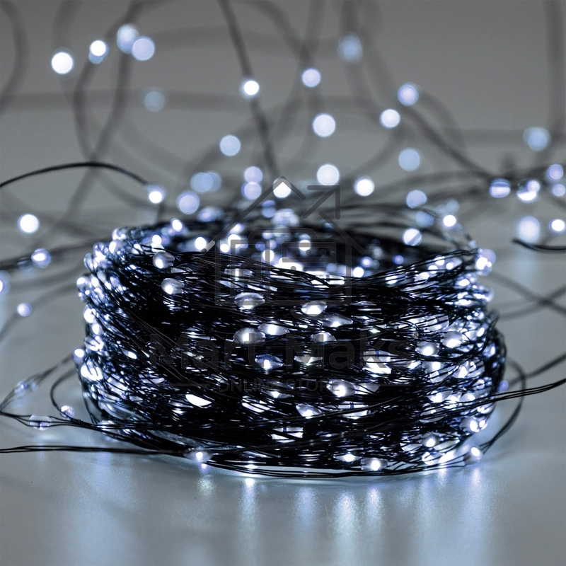 Гирлянда Роса с контроллером 20м, 200LED, IP20, 230В, зеленый провод, белое свечение 