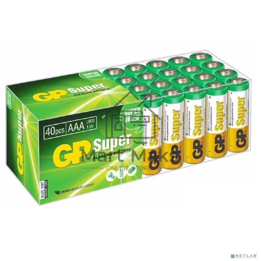 Алкалиновые батарейки GP Super Alkaline G-Tech 24А ААA - 40 шт. в пленке