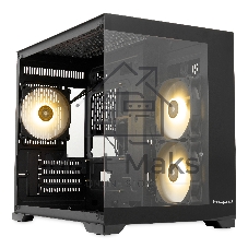 Компьютерный корпус HSPD F330, Panoramic Mini-tower, черный, TG, 0.5 SPCC, 3x120мм ARGB mATX, mITX 160/400/200мм 1x2.5