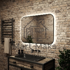 Зеркало Bau Black Rand 100х70, с LED фоновой подсветкой, бесконтактным сенсором, черной окантовкой