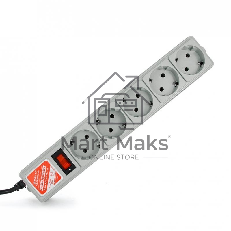 Сетевой фильтр POWER CUBE 1,9 м.* 5 розеток, серый