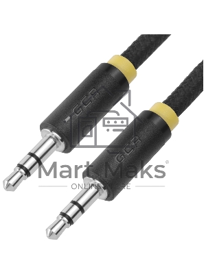 Кабель аудио Greenconnect0.5m jack 3,5мм/jack 3,5мм, нейлон, черный, желтая окантовка, ультрагибкий, 28 AWG, M/M, Premium, экран, стерео(GCR-AVC8114-0.5m)