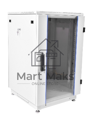 Шкаф коммутационный ЦМО ШТК-М-18.6.6-1ААА-9005 18U 600x600мм пер.дв.стекл задн.дв.стал.лист 2 бок.пан. направл.под закл.гайки 270кг черный