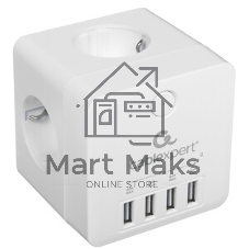 Сетевой фильтр Cablexpert Cube CUBE-4-U4-W, 4 р, 16А, 4хUSB, ур. защиты 2+, белый, коробка