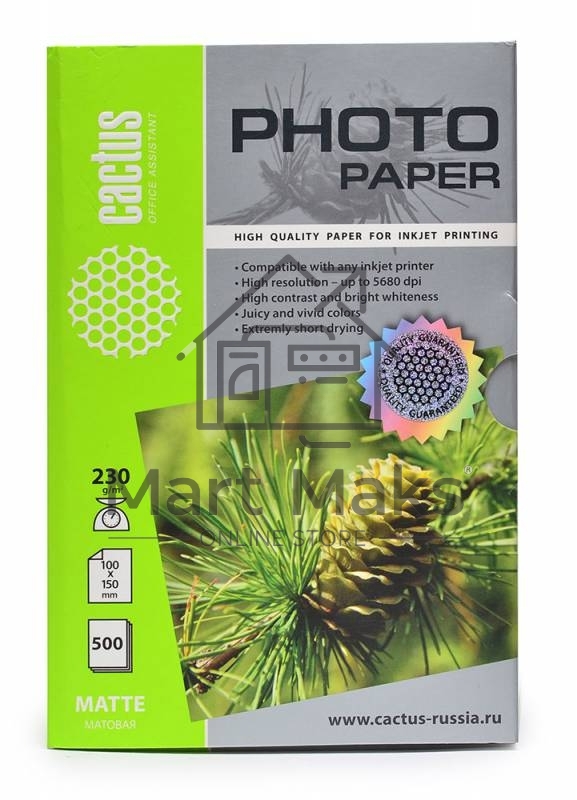 Фотобумага Cactus CS-MA6230500 матовая A6 230 г/м2 500 листов