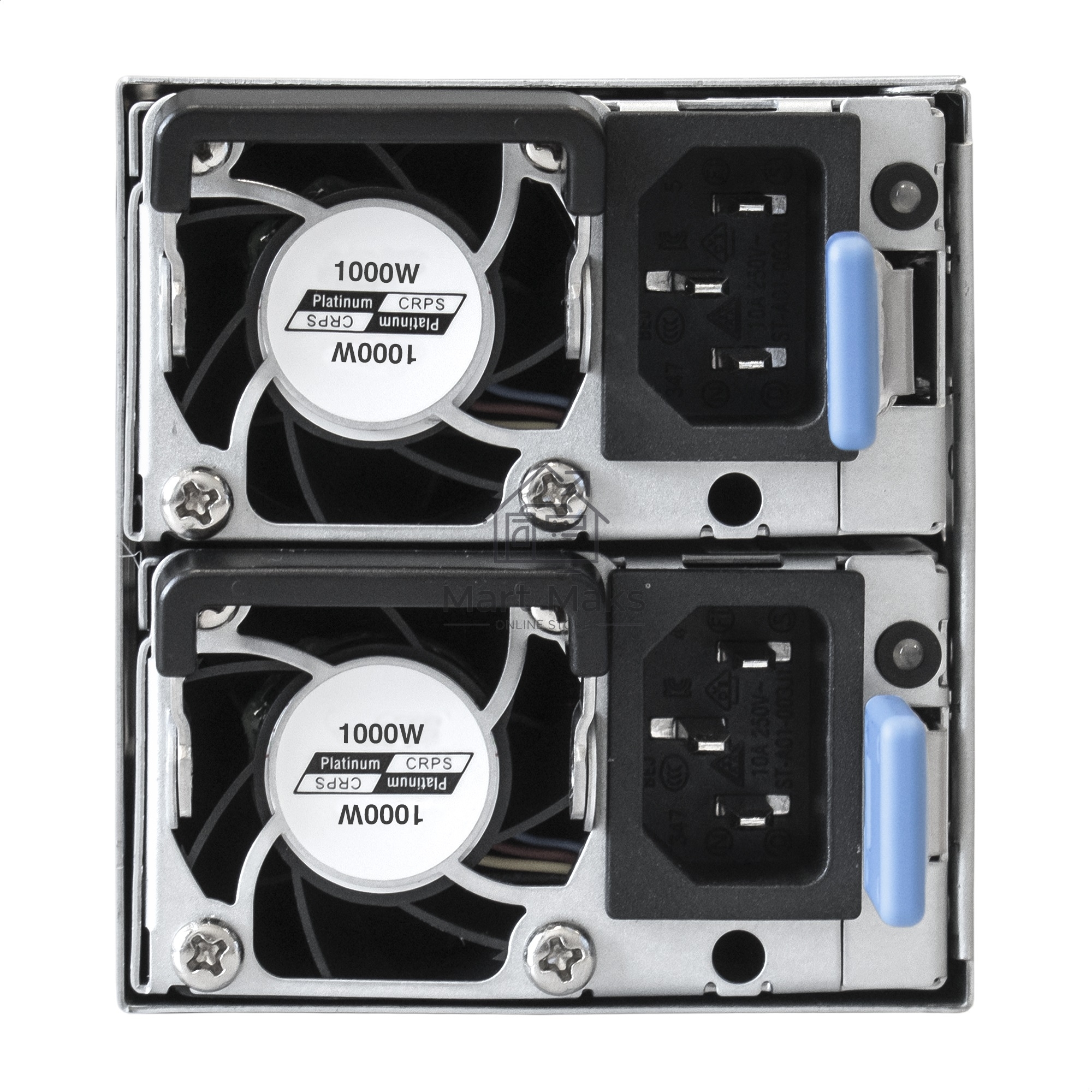 Серверный блок питания 2U Redundant 2x1000W ExeGate EX292323RUS Industrial-RTS1000 (APFC, КПД 94% (80 PLUS Platinum), 4 cm fan, 24pin, 2x(4+4)pin, 2PCIe, 2SATA, 6IDE, Cable Management)