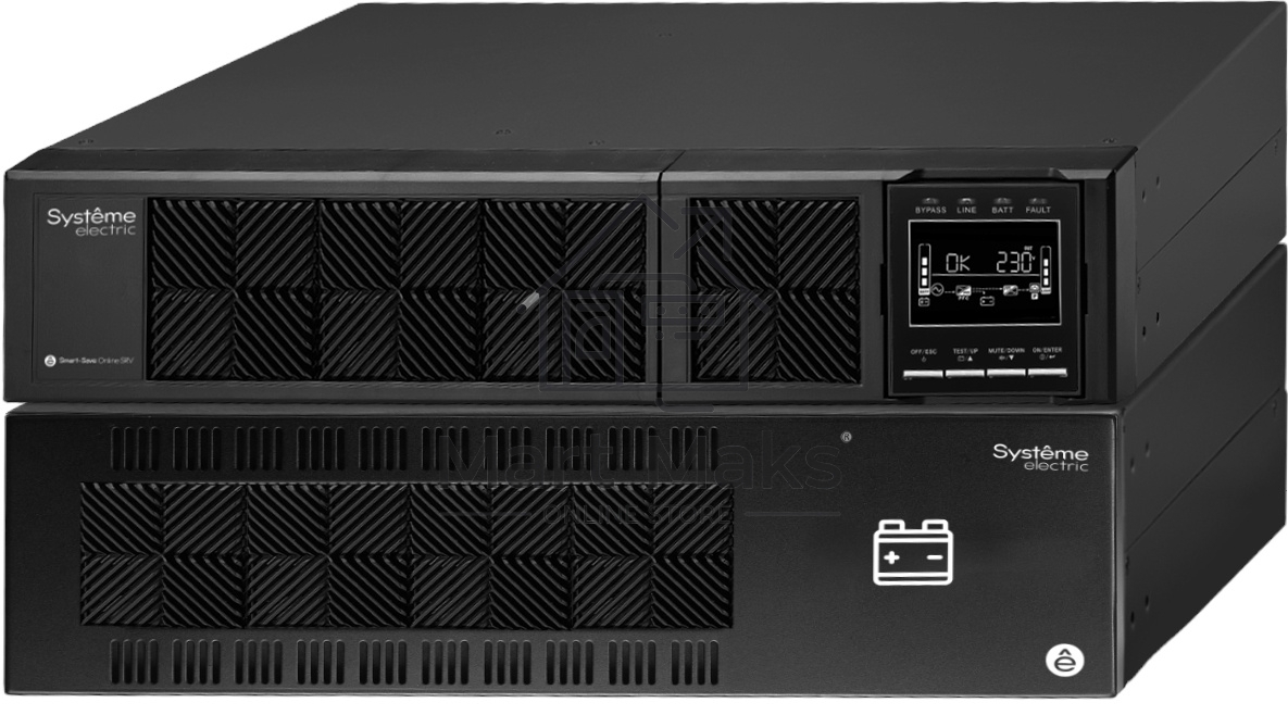 Источник бесперебойного питания Systeme Electriс Smart-Save Online SRV, 6000VA/5400W, On-Line, Extended-run, Rack 5U(Tower convertible), LCD, Out: Hardwire, SNMP Intelligent Slot, USB, RS-232