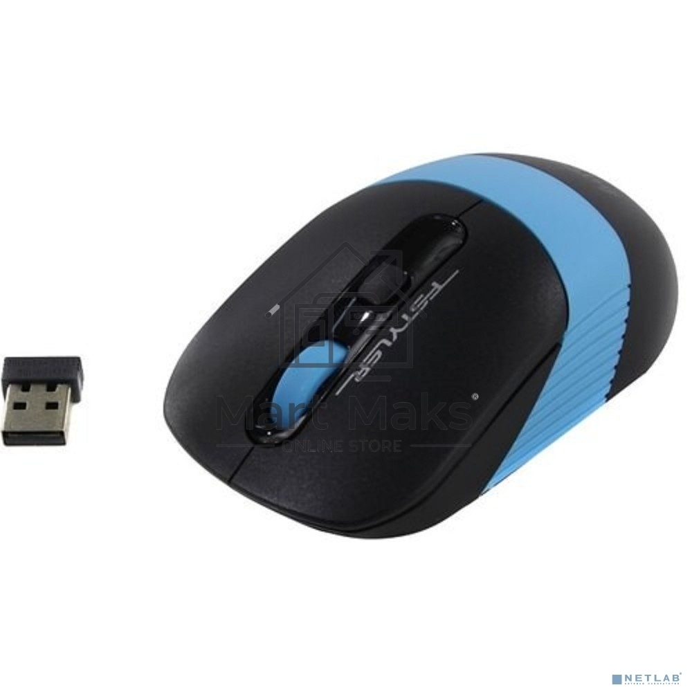 Мышь беспроводная A4Tech Fstyler FG10 черный/синий, 2000 dpi, радиоканал, USB, кнопки - 4