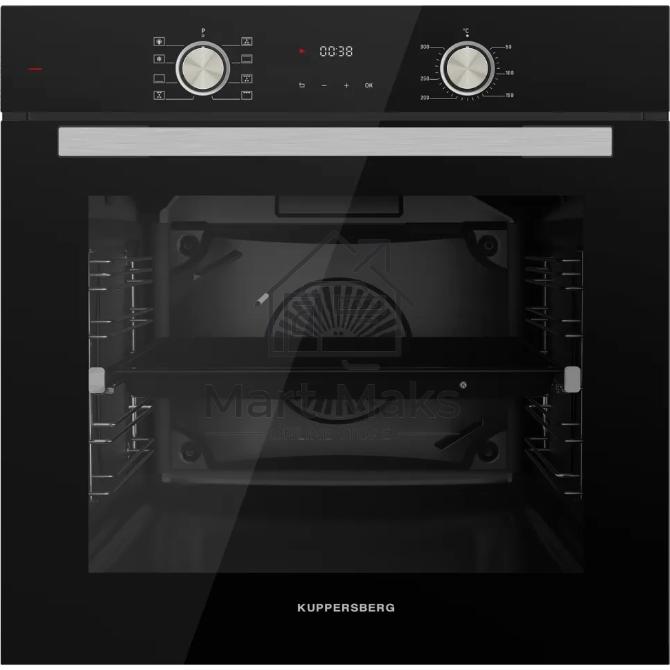 Встраиваемый духовой шкаф Kuppersberg HO 608 B электрический, High-Tech, 60 см, объем 80 л, 8 режимов, поворотное управление, макс. Температура 300 градусов, дисплей, таймер, черный