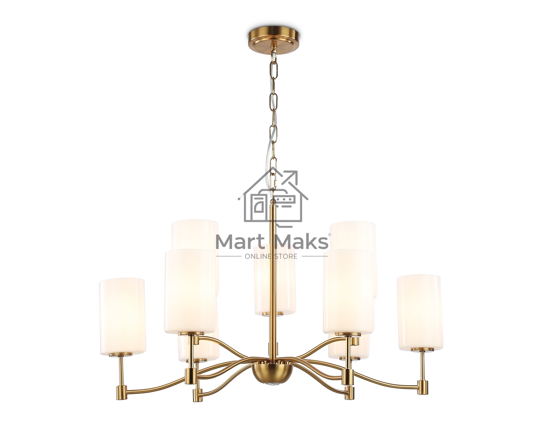 Люстра Ambrella light LH56054/6+3 BS/FR латунь/белый матовый E14*9 max 40W D765*1060