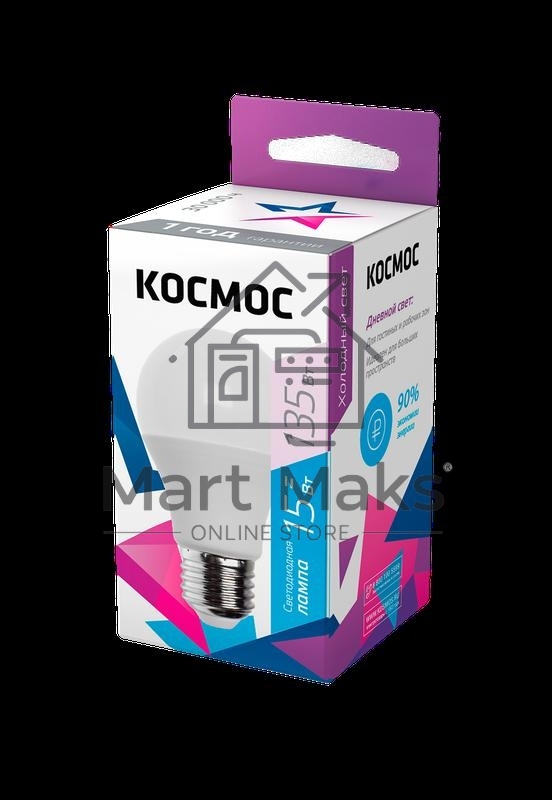 Лампа светодиодная A60 15Вт 6500К E27 220В КОСМОС LkecLED15wA60E2765