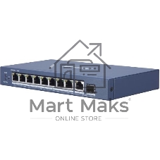 Коммутатор Hikvision DS-3E0510P-E/M, 8×1 Гбит/с PoE+ + 1×1 Гбит/с + 1×1 Гбит/с SFP, неуправляемый
