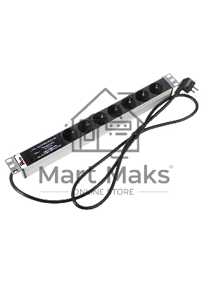 Блок розеток Rem-16 с фил. и инд., 7 Shuko, 16A, алюм., 19