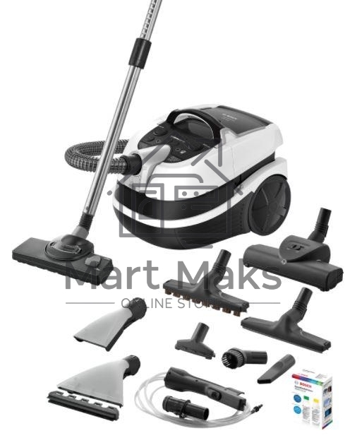Пылесос Bosch BWD421PRO белый/черный, 230/2100 Вт, уборка влажная/сухая, пылесборник мешок/контейнер 5 л