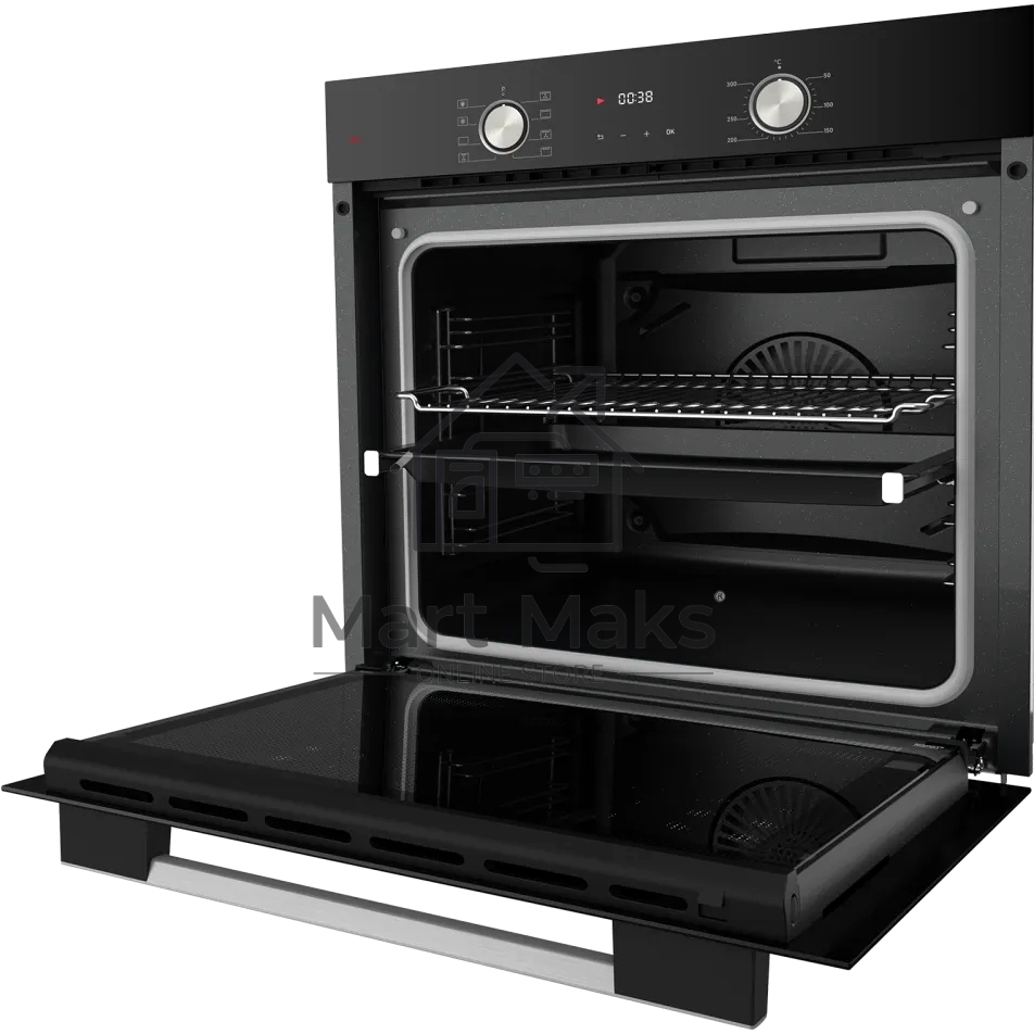 Встраиваемый духовой шкаф Kuppersberg HO 608 B электрический, High-Tech, 60 см, объем 80 л, 8 режимов, поворотное управление, макс. Температура 300 градусов, дисплей, таймер, черный