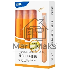 Текстовыделитель Deli EU12S-OR, скошенный пишущий наконечник, 1-5мм, оранжевый, коробка картонная