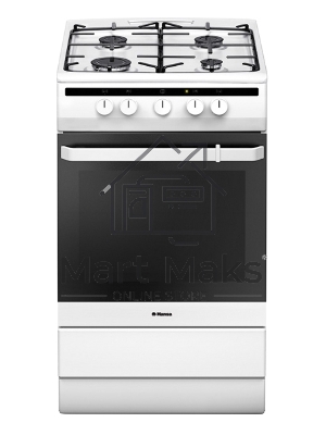Плита газовая Hansa FCGW51003 белый, конфорок 4 шт, духовка 56 л, 50 см x 85 см x 60 см