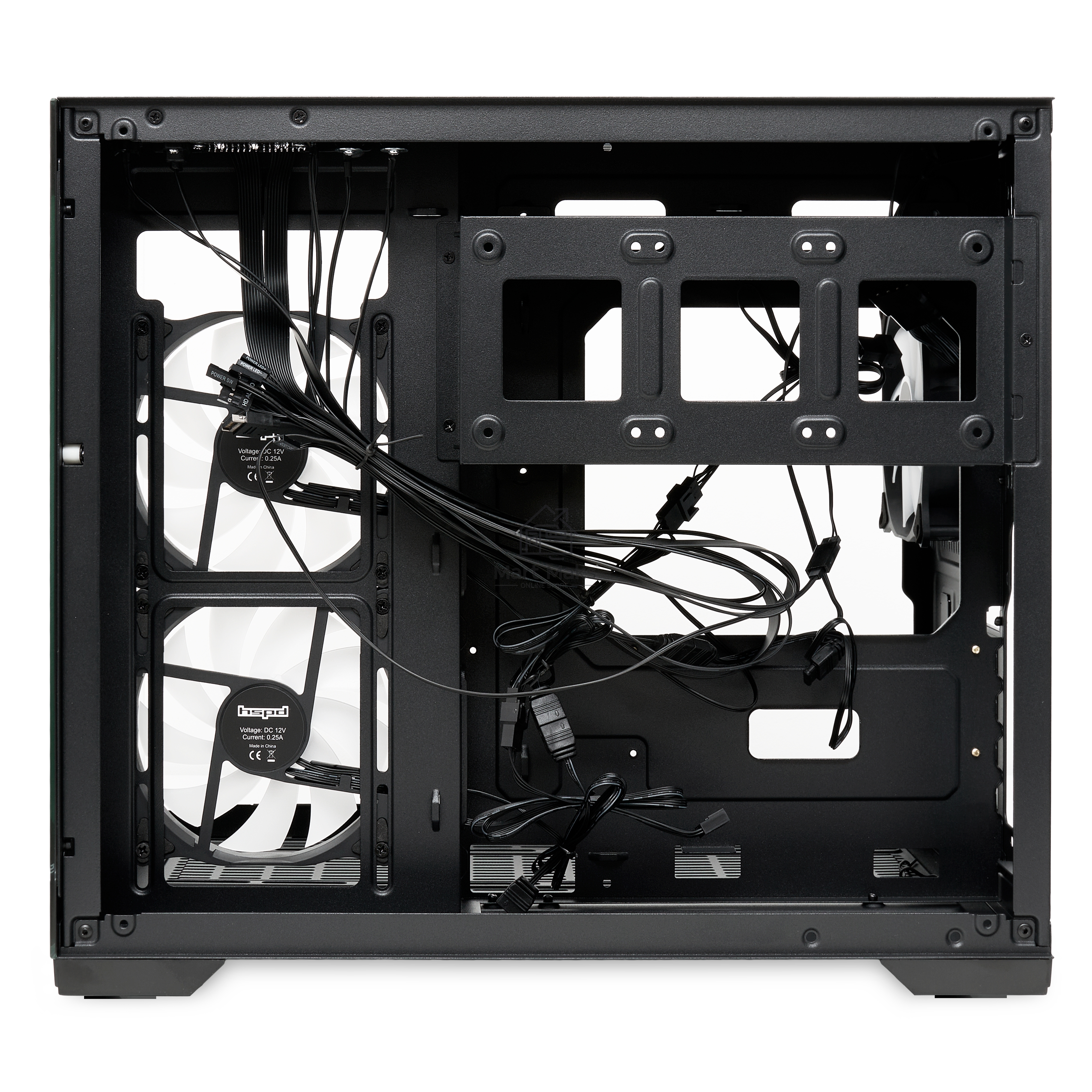 Компьютерный корпус  HSPD F330, Panoramic Mini-tower, черный, TG, 0.5 SPCC, 3x120mm ARGB mATX, mITX 160/400/200mm 1x2.5