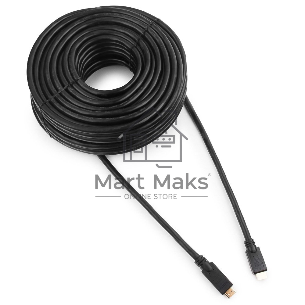 Кабель Cablexpert HDMI CC-HDMI4-30M, 19M/19M, v1.4, медь, позол.разъемы, экран, усилитель сигнала, 30м, черный, пакет