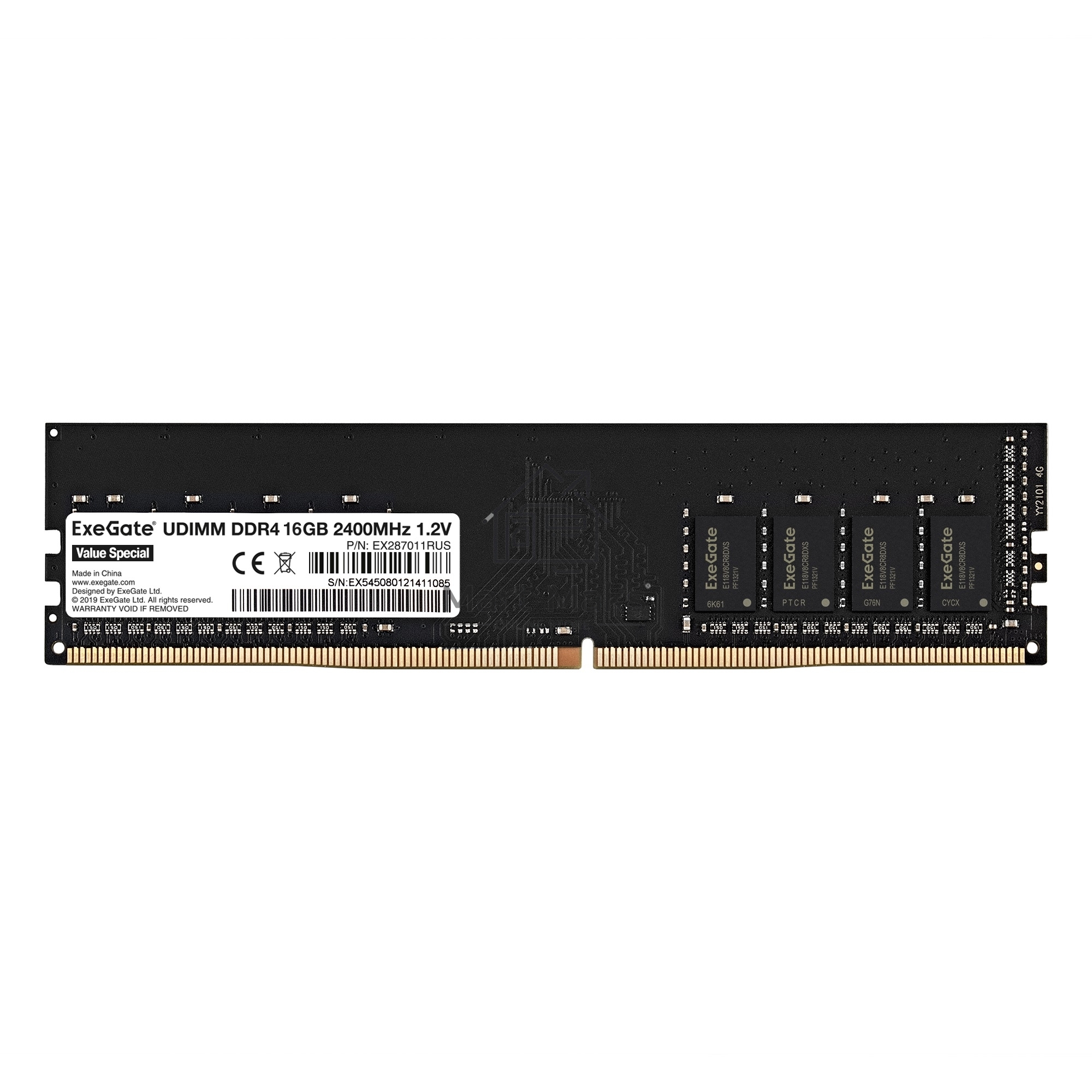 Оперативная память Exegate, DDR4, 16GB (1x16 GB), 2400 MHz, CL17, DIMM, OEM