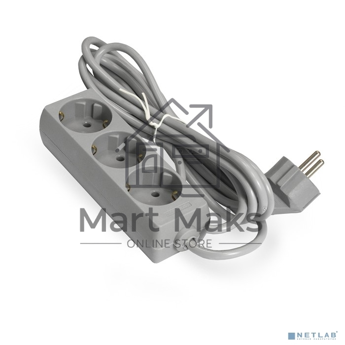 Удлинитель ExeGate EX285808RUS ECE-3-5G (3 евророзетки с заземлением, 5м, серый)