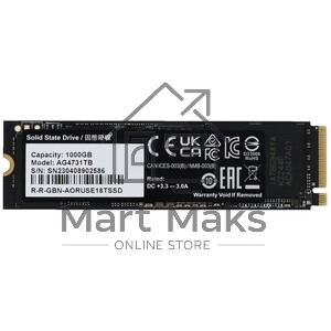 Твердотельный накопитель SSD Gigabyte M.2 2280 1TB AORUS Client SSD AG4731TB N PCI-Express 4.0 x4, NVMe 1.4 7300/6000 RTL, without heatsink