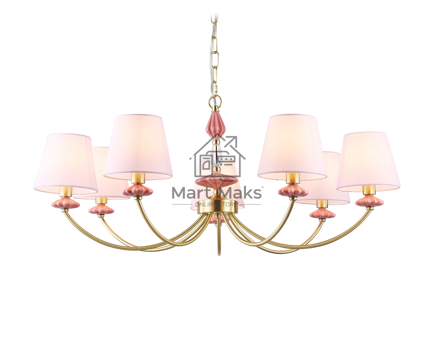 Люстра Ambrella light LH75025/7 GD/PI золото/розовый E14/7 max 40W D890*800