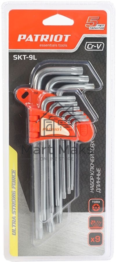 Набор ключей PATRIOT SKТ-9L, TORX, длинные, T10-T50, CRV, 9 шт