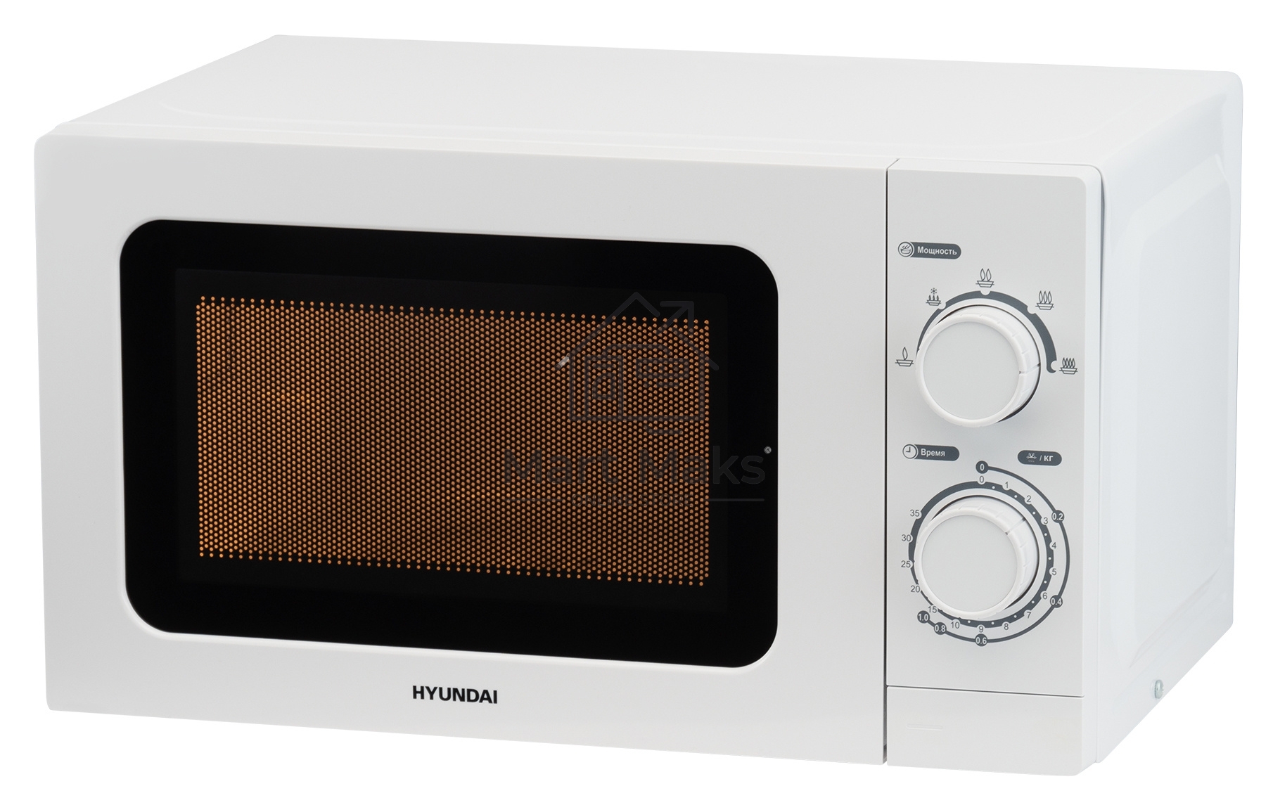 Микроволновая печь Hyundai HYM-M2064 белый, 20 л, 700 Вт, переключатели - поворотный механизм