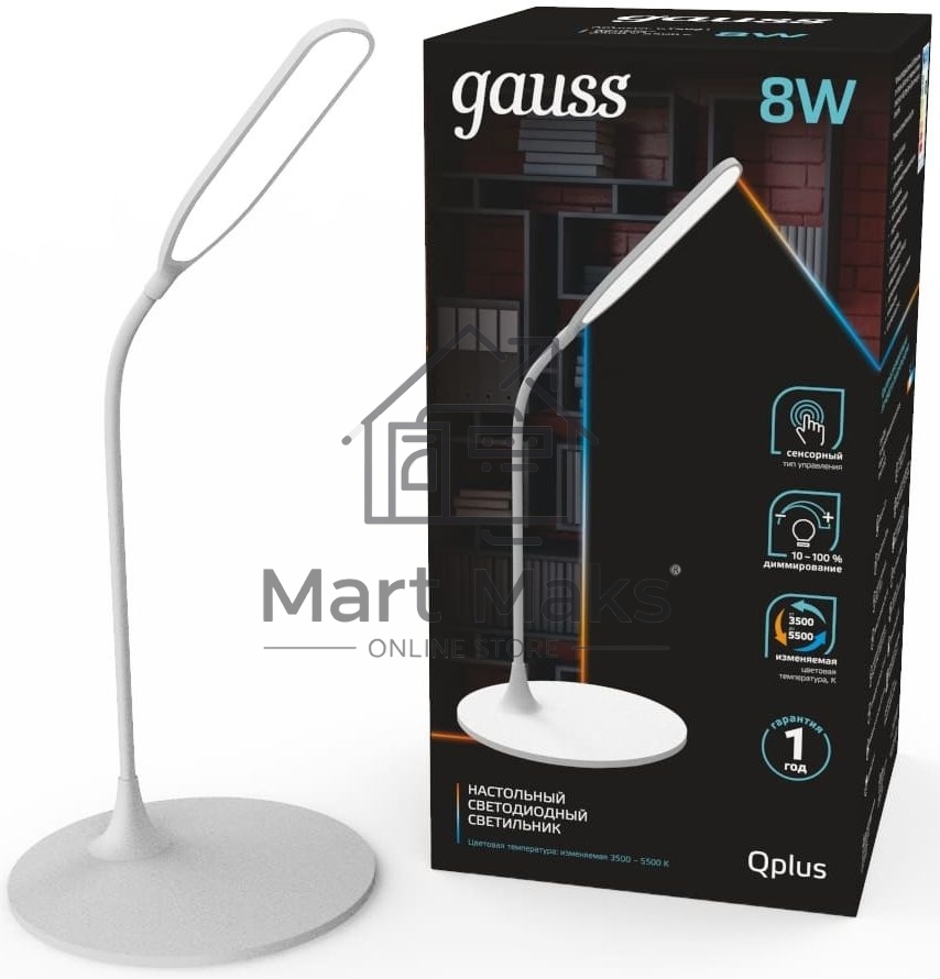 Светильник Gauss GT5021 настольный на подставке белый 8Вт