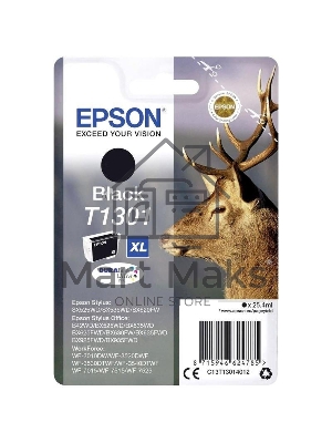 Картридж струйный Epson T1301 (C13T13014012/C13T13014010) черный, 25.4 мл, для SX520WD/SX620FW/BX525WD/BX625FWD