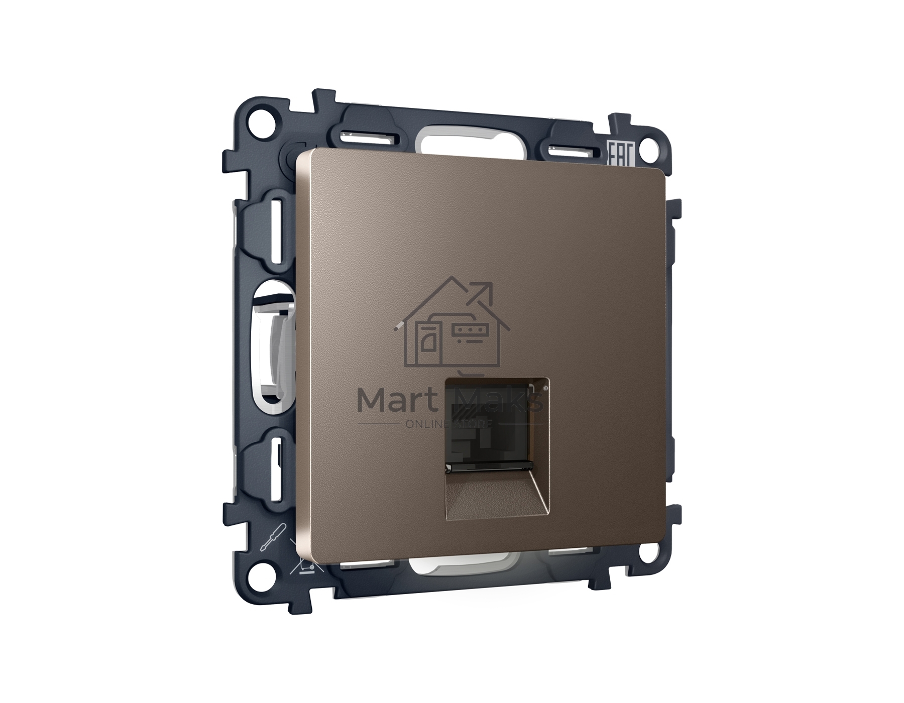 Комплект мех-ма компьютерной розетки RJ-45 экранированной с автоматической защитной шторкой ALFA Темная бронза матовый QUANT (AP6420, VM185) MA642005