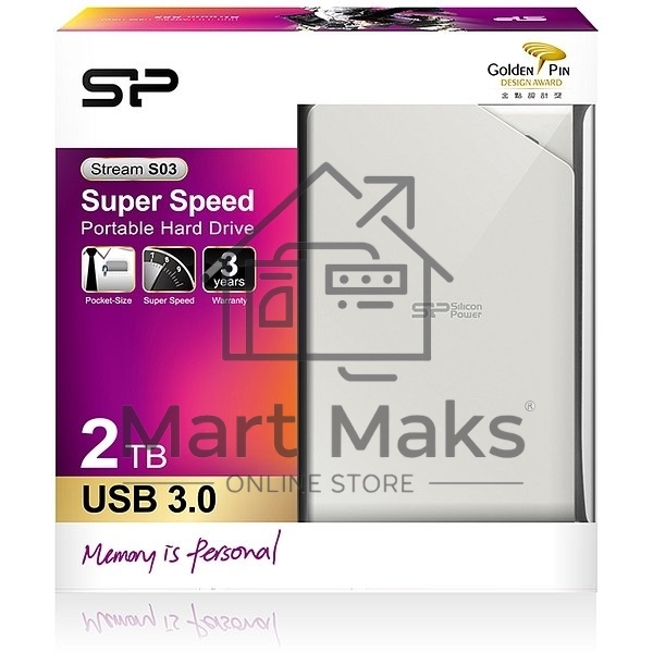 Внешний жесткий диск Silicon Power USB 3.0 2Tb S03 SP020TBPHDS03S3W Stream 2.5