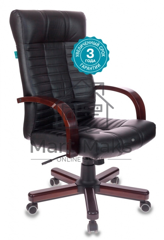 Кресло руководителя Бюрократ KB-10/WALNUT черный, искусственная кожа, крестовина металл