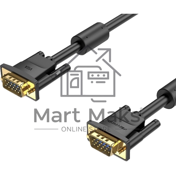 Кабель Vention VGA 15M/15M с 2 ферритовыми фильтрами - 3м