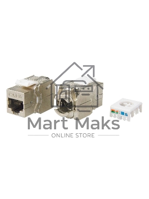 Hyperline KJ8-8P8C-C6-180-TLS-SH-F-WH Вставка Keystone Jack RJ-45(8P8C), категория 6, экранированная, тип 180 градусов, Toolless, белая