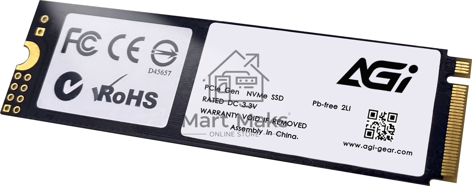 Накопитель SSD AGI AGI2T0G43AI818, 2Tb, PCIe 4.0 x4, M.2 2280, NVMe, R/W 5200/4700
