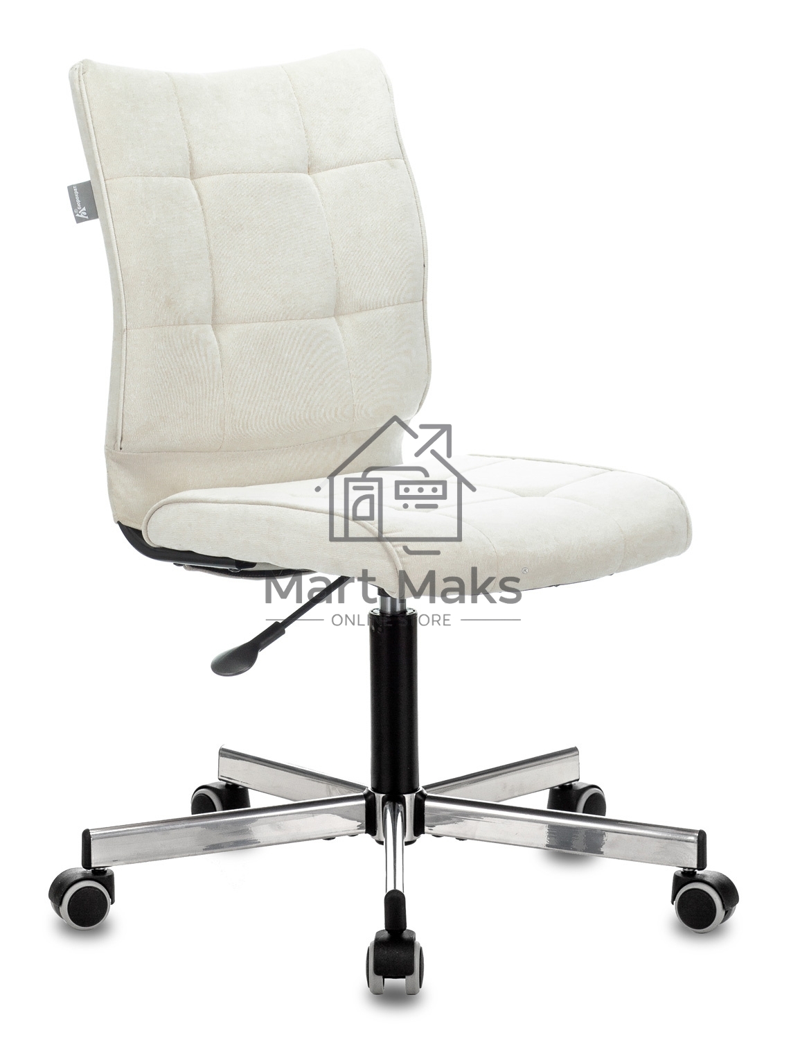 Кресло компьютерное Бюрократ CH-330M/VELV20 без подлокотников, молочный, крестовина металл