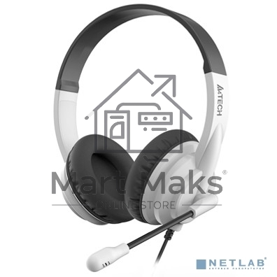 Наушники с микрофоном A4Tech HU-10 черный/белый 2м накладные USB оголовье