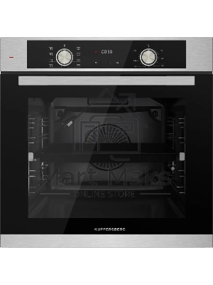 Встраиваемый духовой шкаф Kuppersberg HO 608 BX, электрический, High-Tech, 60 см, объем 80 л, 8 режимов, поворотное управление, макс. Температура 300 градусов, дисплей, таймер, нержавеющая сталь/черный