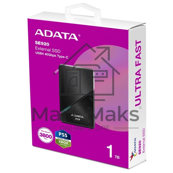 Накопитель SSD ADATA USB-C 1TB EXT. черный SE920-1TCBK