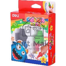 Восковые мелки Deli EC20790 Color Kids 6 цветов, картонная коробка с европодвесом