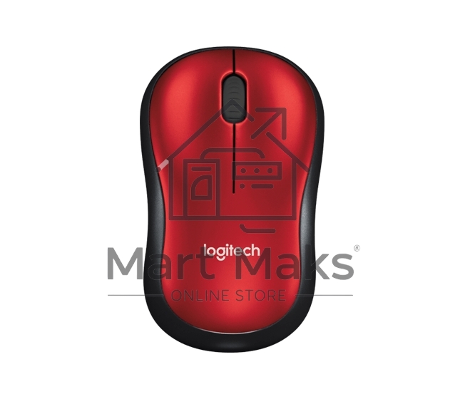 Мышь беспроводная Logitech M185, красный, 1000 dpi, радиоканал, USB, кнопки - 3
