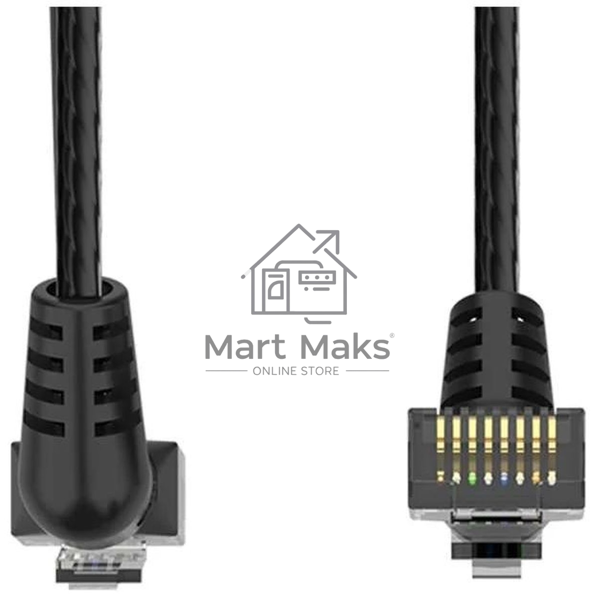 Патч-корд Vention прямой UTP cat.6a, RJ45 угол 90 - 1м. черный