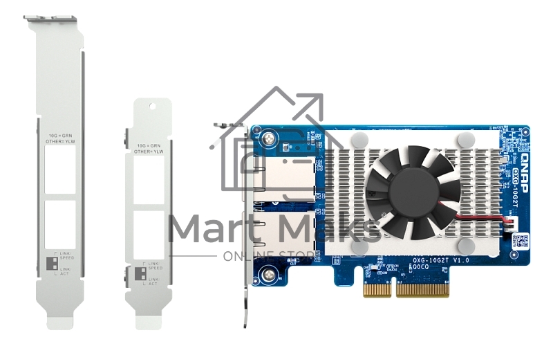 Сетевая карта QNAP QXG-10G2T Dual-port BASET 10GbE network expansion card; low-profile form factor; PCIe Gen3 x4