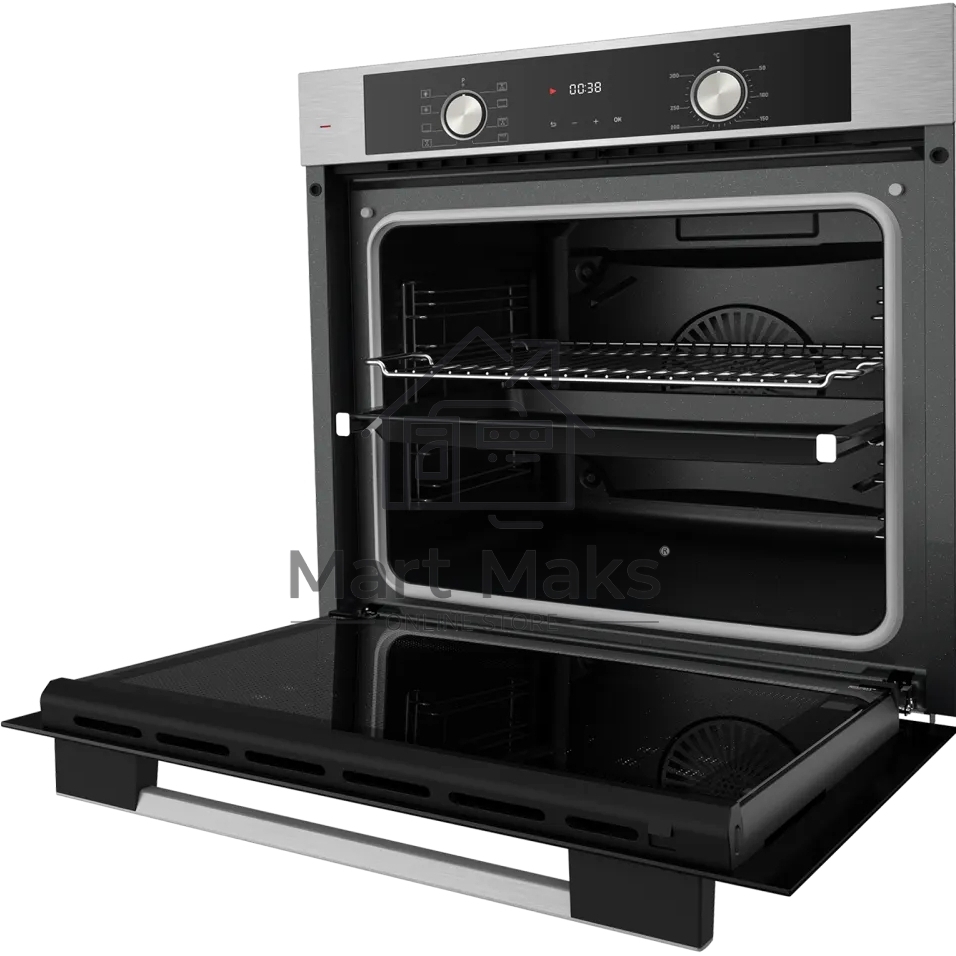 Встраиваемый духовой шкаф Kuppersberg HO 608 BX, электрический, High-Tech, 60 см, объем 80 л, 8 режимов, поворотное управление, макс. Температура 300 градусов, дисплей, таймер, цвет нержавеющая сталь/черный