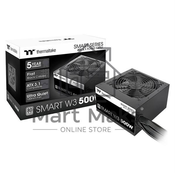 Блок питания Thermaltake Smart RGB 500W (PS-SPW-0500NNFAWE-1), 500Вт, 80 PLUS, 120мм, черный